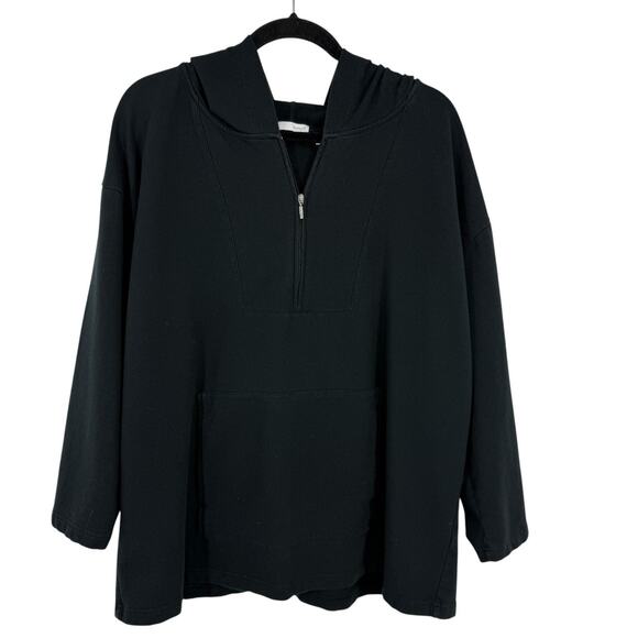 J Jill 1/4 Zip Hooded Pullover size XL Black Kangaroo Pocket Hoodie Pullover - Picture 1 of 10